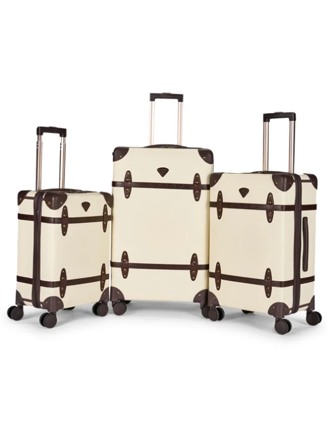 ليمرا طقم شنط سفر كلاسيك جلد من ليمرا 4 قطع لون بيج/بني غامق مقاسات 28"-24"-20"-14" بوصة